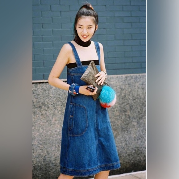 White stuff FRONT POCKET DENIM OVERALL MINI DRESS WOMEN'S SIZE 20 England​ - Picture 5 of 14